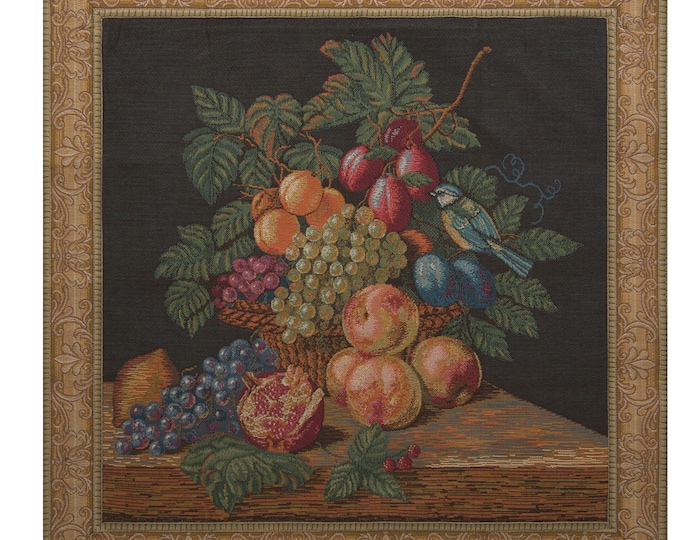 European Medieval Fruits & Leaves Tapestry - La Mesange French Woven Jacquard Wall Hanging Art