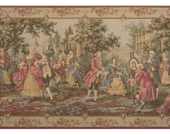 Society in the Park Right French Tapestry - European Wall Tapestry Wall Decor Art - Belgian Wall Tapestry - Woven Jacquard Wall Hanging