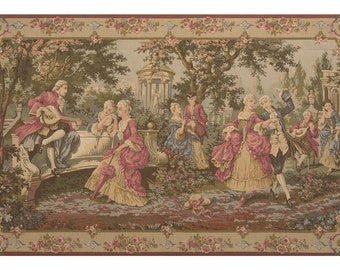 Society in the Park Left European Wall Tapestry - Unique Decorative Wall Art - Belgian Wall Tapestry - Woven Jacquard Wall Decor Hanging