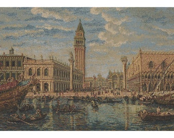 Venice Rialto Ponte di Rialto European Wall Tapestry - Landscape Unique Wall Art - Decorative Italian Wall Tapestry - Woven Wall Hanging