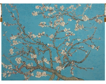 The Almond Blossom II European Wall Tapestry - Fine Arts Tapestry Wall Hanging - Van Gogh Wall Décor Art - Floral Decorative Wall Hanging