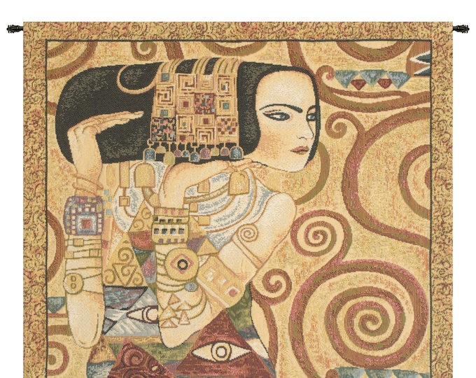Klimt 'The Waited For' Tapestry: Woven Italian Jacquard Wall Decor