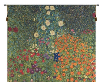 Flower Garden III Wall Tapestry | European Wall Hanging Art | Wall Art Tapestry by Klimt | Decorative Wall Hanging Tapestry