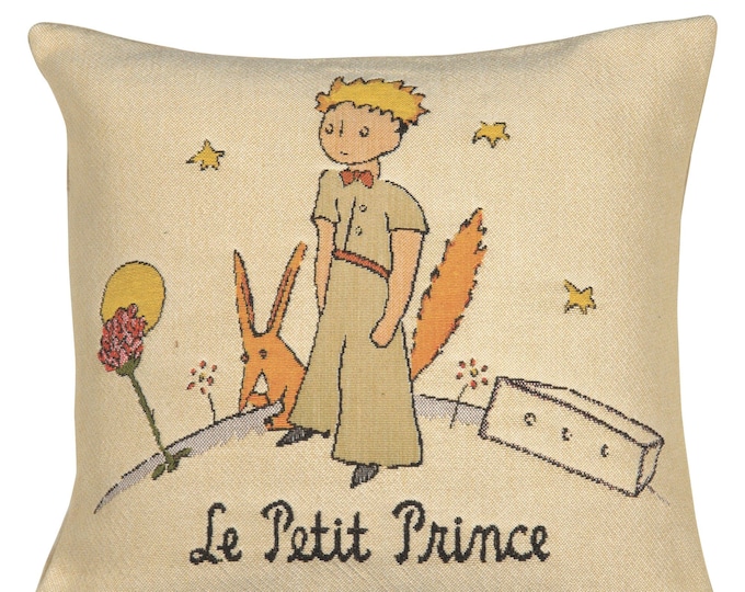 The Little Prince Tapestry Pillow Cover – Woven Cotton Blend Cushion (14x14)