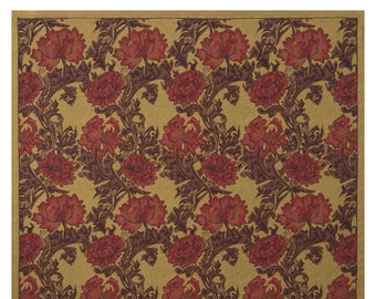 Chrysanthemum Bordo II Tapestry Blanket 34x34 inch – William Morris Floral Throw – Decorative Tapestry Blanket