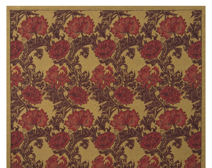 Chrysanthemum Bordo II Tapestry Blanket 34x34 inch – William Morris Floral Throw – Decorative Tapestry Blanket