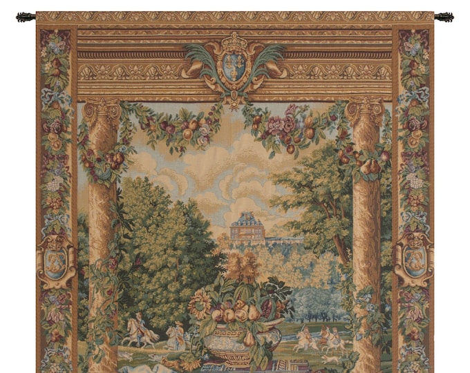 Elegant Versailles Castle European Wall Tapestry - Vintage French Luxury Handcrafted Belgian Home Decor Art
