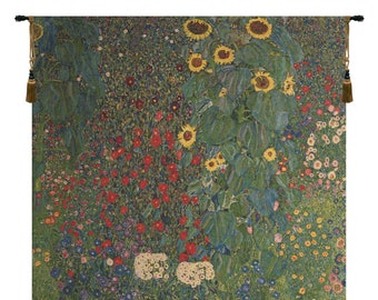 Country Garden III Wall Tapestry | Floral Wall Art Tapestry by Klimt | European Wall Hanging Art | Decorative Garden Art Wall Hanging