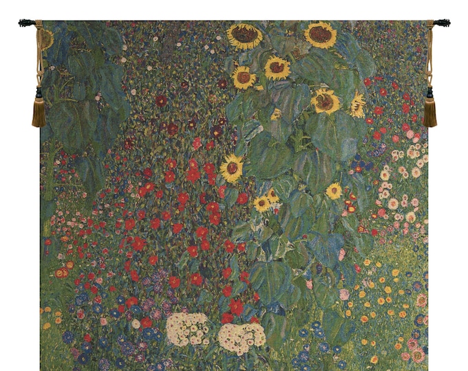 Klimt Sunflower Tapestry: Country Garden Floral Wall Hanging
