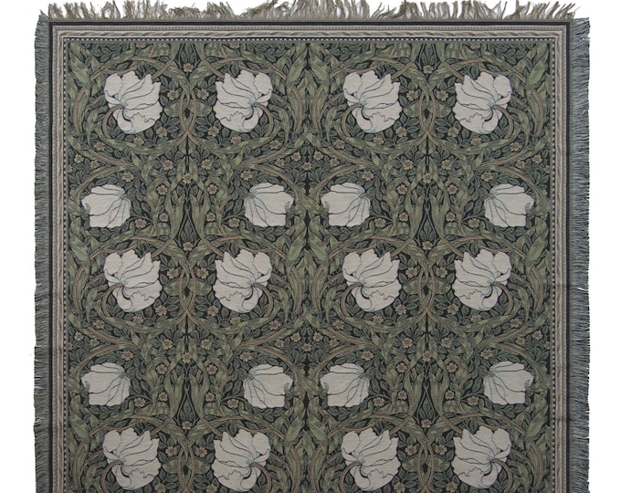 William Morris Pimpernel Tapestry Throw: Belgian Jacquard Woven Blanket