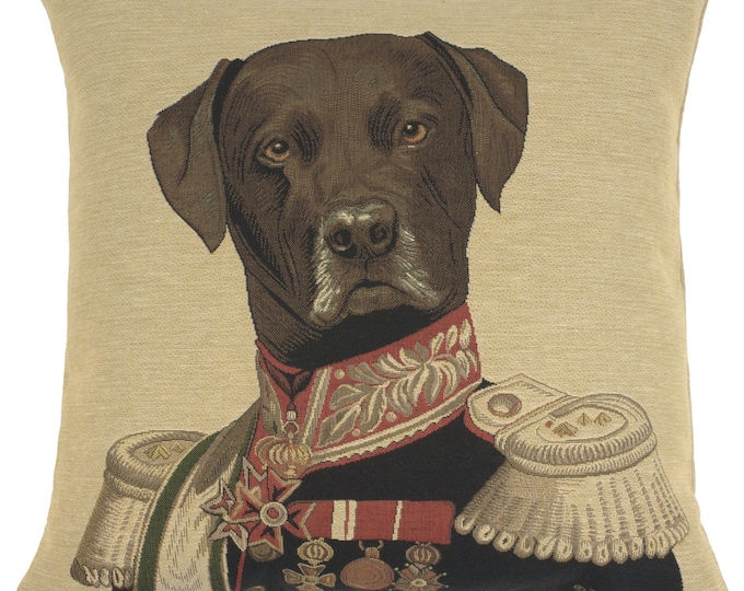 Belgian Tapestry Labrador Pillow Cover: Whimsical Dog Cushion Case