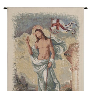 Resurrection Jacquard Wall Tapestry: Medieval Christian Art (30x21 inch)