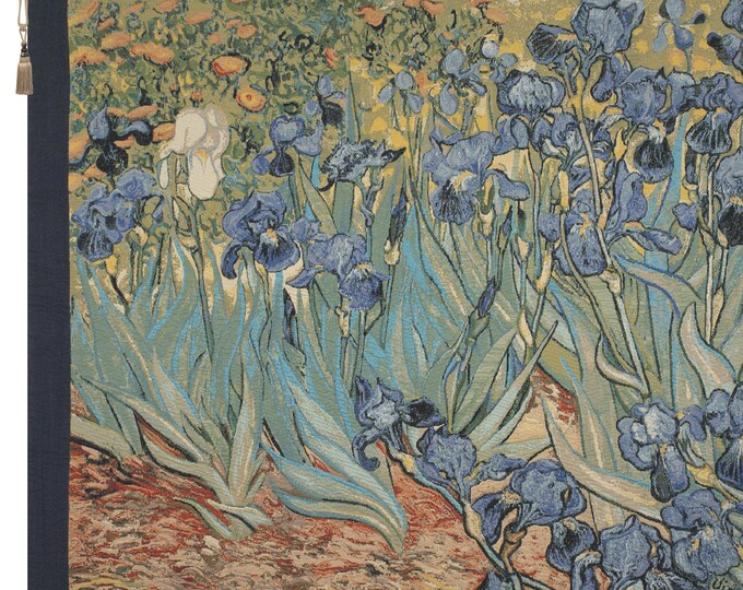 Van Gogh Iris Landscape Tapestry: European-Style Woven Wall Hanging for Living Room Decor