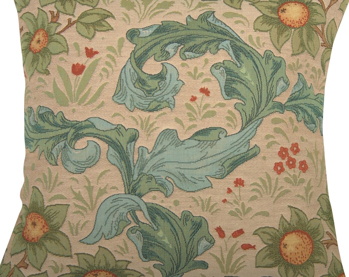 William Morris Tapestry Pillow Cover: Orange Tree Design, 19x19 Inch