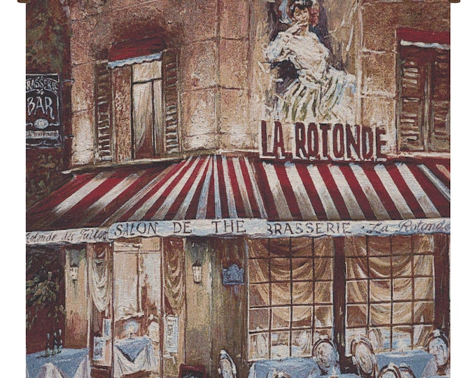 Belgian Evening at Cafe Wall Tapestry Fine Art Medium Woven Elegant Hanging Decor