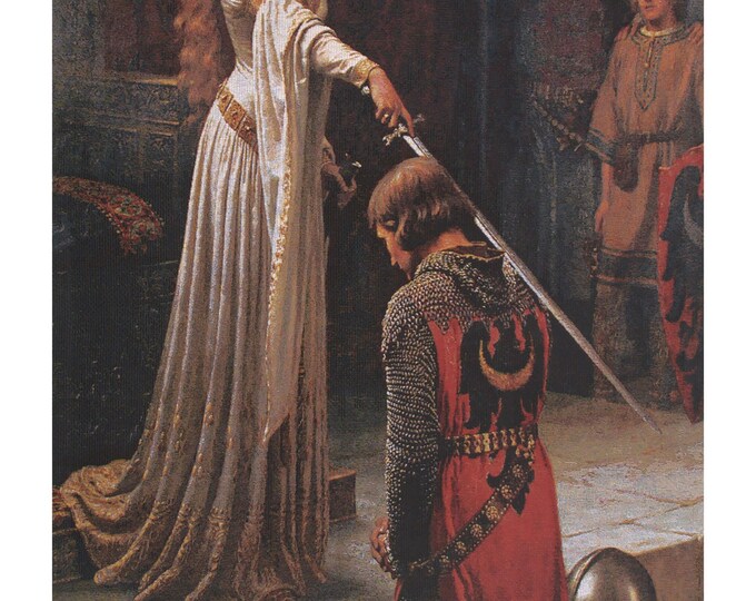 Medieval Knighting Ceremony Jacquard Wall Tapestry - European Woven Art Home Decor 51x38 Inch