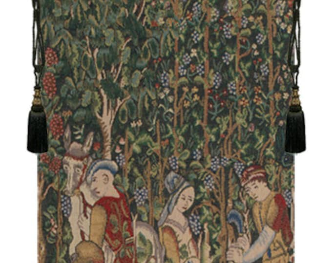 Belgian Woven Wall Tapestry: Millefleurs Floral Decor, 47x17 inch