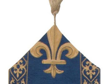 Fleur De Lys Blue Jacquard Woven Table Runner 12x64 inch - Royal French Classic Table Decor - Elegant Gold & Blue Design