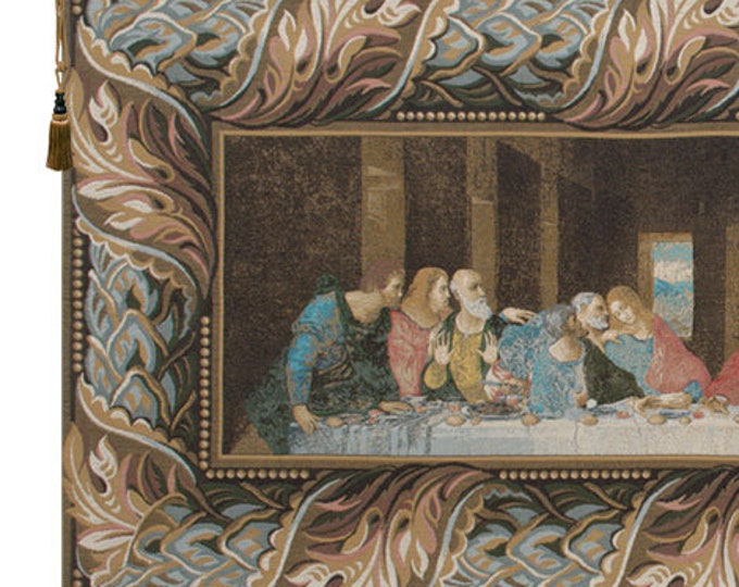 Italian Woven Last Supper Tapestry: Religious Wall Art Decor, Jacquard Christian Wallhanging
