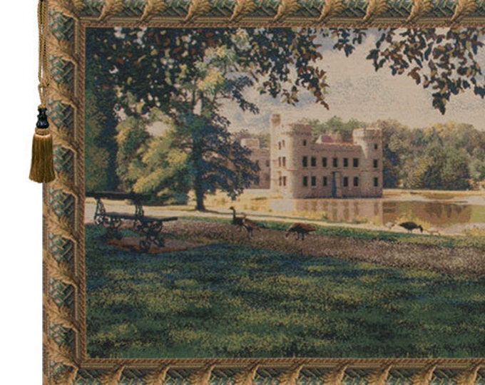 Belgian Castle Tapestry: Princess Charlotte, Botanical Garden Wall Art (30x67 inch)