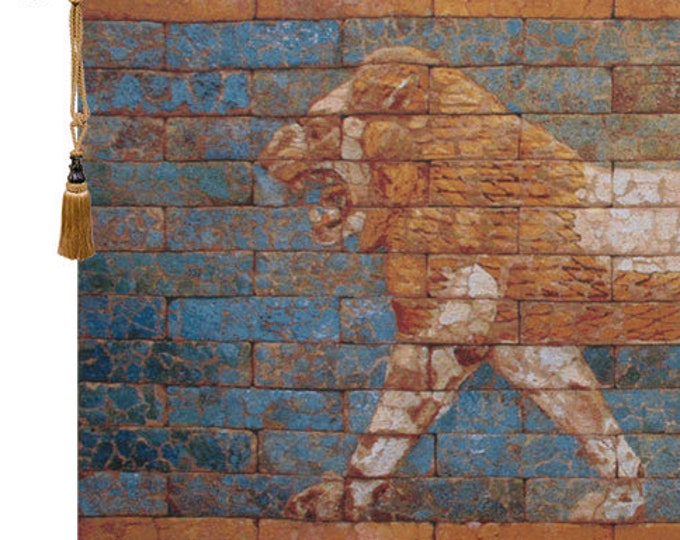 Lion of Babylon Tapestry: Nebuchadnezzar II, Belgian Woven Wall Art (38x82 inch)