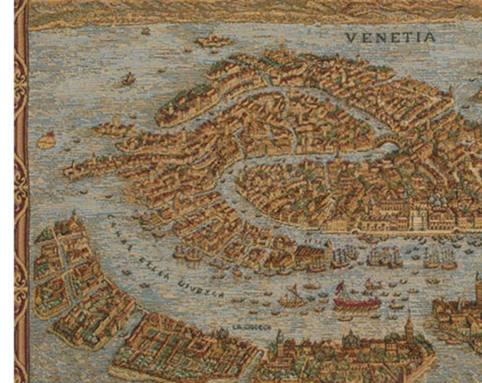 Vintage Venice Map Tapestry: Italian Woven Wall Hanging