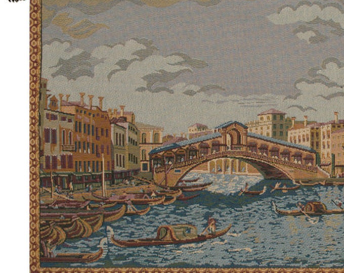 Grand Canal Venice Jacquard Woven Tapestry Wallhanging: Woven Italian Wall Art (12x30 inch)