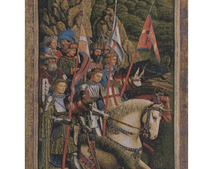 Knights of Christ Tapestry: Belgian Woven Medieval Wall Decor (57x24 inch)