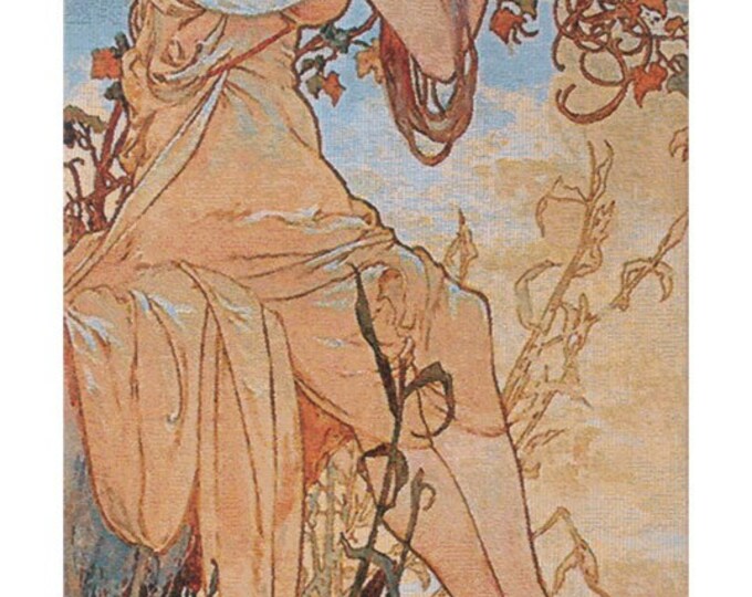 Mucha 'Summer' Tapestry: Art Nouveau Woven Wall Hanging