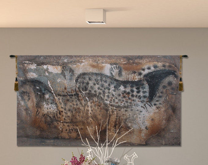 Pech-Merle Cave Horse Tapestry: European Woven Wall Decor (37x66 inch)