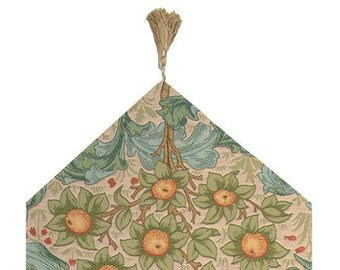 Orange Tree Arabesque Light Table Runner - Floral Table Runner - Jacquard Woven Tapestry Table Runner - USA Hand Finished Table Runner