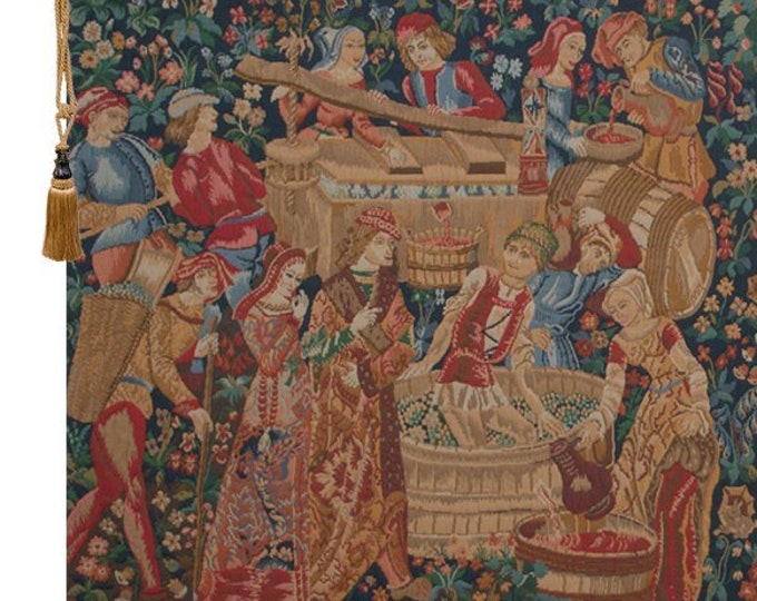 Vintage European Mille-Fleurs Tapestry - Medieval Belgian Wall Hanging Art Decor - Jacquard Woven Gobelin