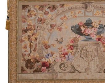 Beauvais French Tapestry Wall Hanging: Floral Bouquet Woven Art Decor (34x54 inch)