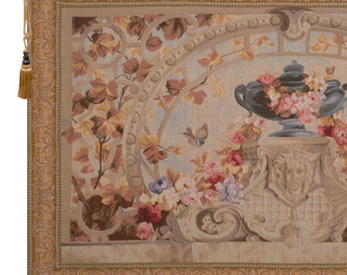 Beauvais French Tapestry Wall Hanging: Floral Bouquet Woven Art Decor (34x54 inch)