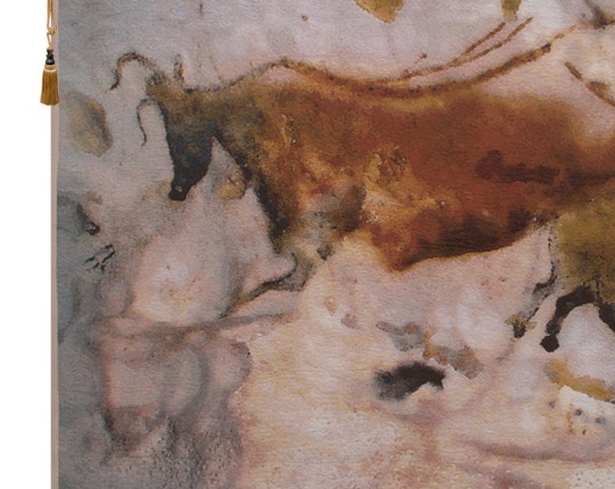 Lascaux Cave Painting Tapestry: Ancient Horse Cow Jacquard Wall Art 35x56 Inch