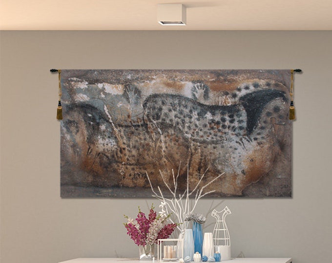Pech-Merle Cave Horse Tapestry: European Woven Wall Decor (37x66 inch)
