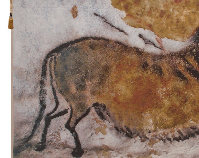 Lascaux Cave Horse Tapestry Jacquard Woven Wall Art 34x54 Inch Belgian Home Decor