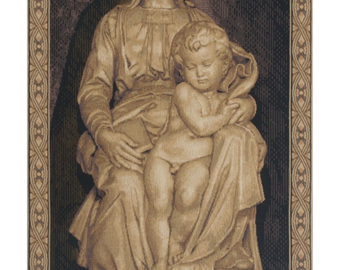 Madonna European Wall Tapestry - Woven Belgian Religious Art Decor - Medieval Home Hanging