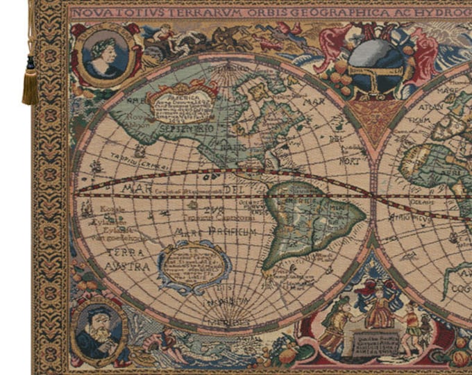 Mercator Map Belgian Tapestry: Woven World Map Wall Hanging