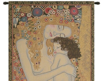 Ages of Women by Klimt European Wall Tapestry - Mother and Child Wall Decor Art - Medieval Wall Hanging - Gustav Klimt Italian Wall Tapestry