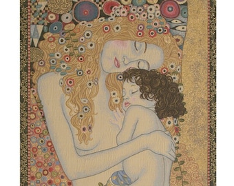 Gustav Klimt's Ages of Women Tapestry - European Medieval Wall Hanging Art for Mother and Child Decor