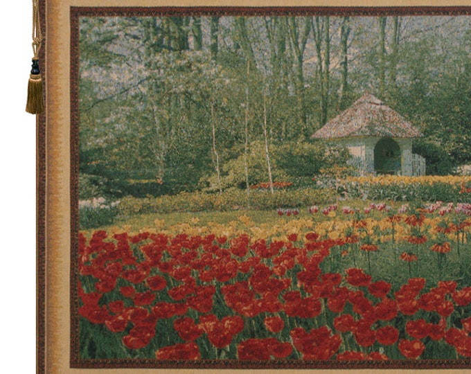 Keukenhof Garden Tapestry Wallhanging: Belgian Woven Floral Wall Art