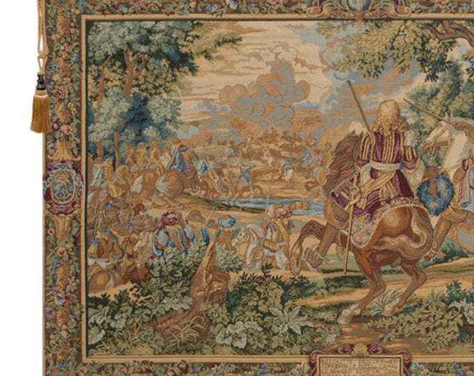Medieval Knight Tapestry: European Jacquard Wall Hanging, Woven Cotton Blend