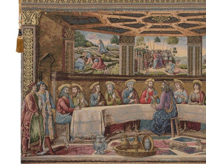 Last Supper Tapestry Rosselli Religious Woven Wall Art 35x53 Inch Italian Jacquard Home Decor