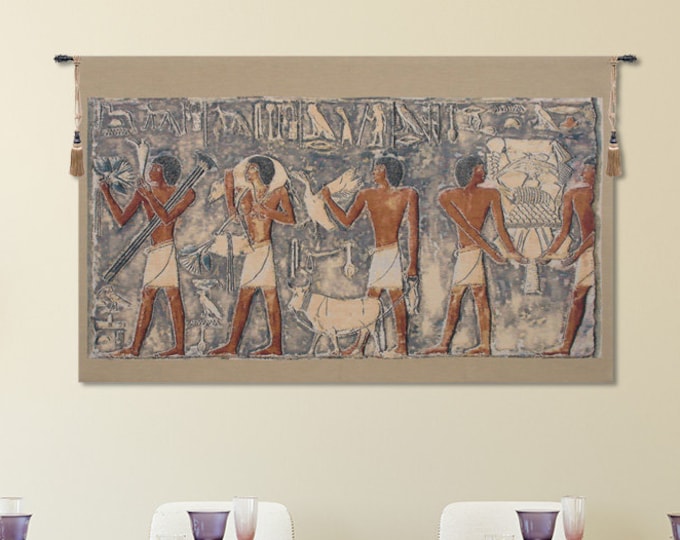 Saqqarah Blue Egyptian Tapestry Medieval Woven Wall Art Hanging Jacquard Home Decor