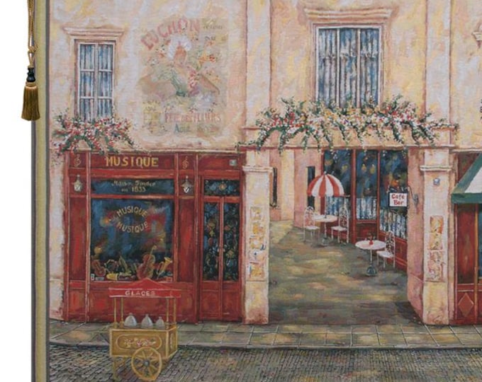 Luchon Terrasse European Tapestry Wallhanging : Jacquard Woven Wall Art Decor