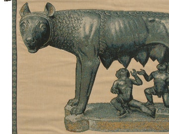 カピトリーノのローマ狼像 - ロムルスとレムスと雌狼の動物彫刻（15cm