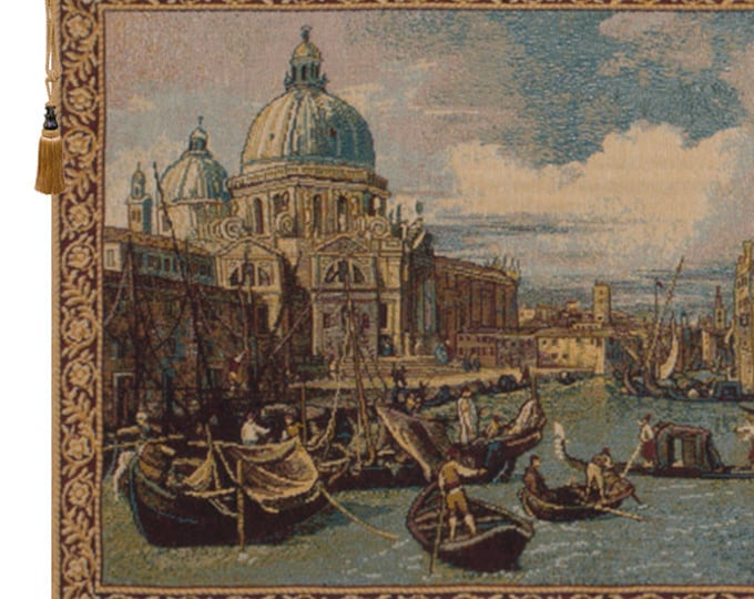 Saint Mary of Health Tapestry: Grand Canal Woven Wall Art - Italian Venice Religious Decor Jacquard Hanging
