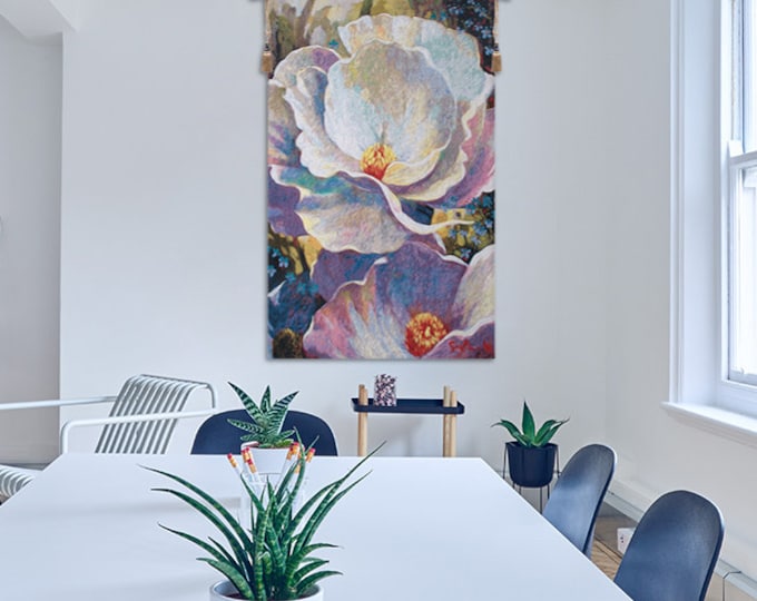 Simon Bull 'Morning Song' Tapestry: Belgian Woven Floral Wall Art
