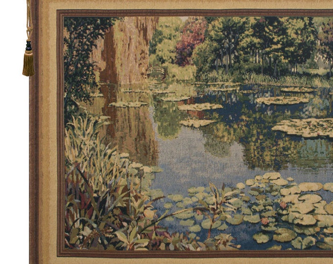 Lake Giverny Tapestry: Monet Water Lily Pond, Woven Wall Art
